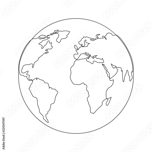Map On Globe One Line Drawing On White Isolated Background Abstract Outline Of The Continents Vector Illustration Wall Mural Nataletado Map On Globe One Line Drawing On White Isolated Background Abstract Outline Of The Continents Vector Illustration Wall Mural Nataletado