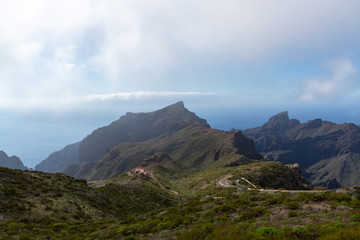 Difficult accessible hidden in mountains and ravines small scenery village Masca, Tenerife, Canary islands, Spain