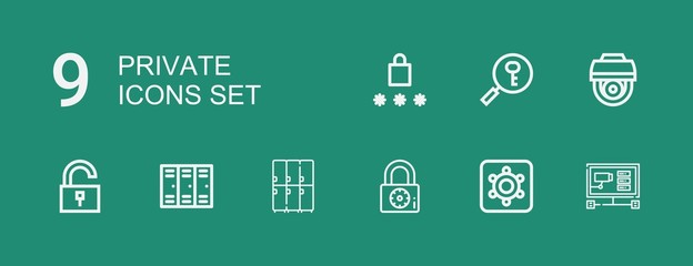Editable 9 private icons for web and mobile