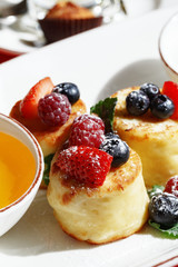 Gourmet meat meals assortment flat lay. Top view on restaurant table with menu of tasty grilled snacks. Concept for restaurant menu.