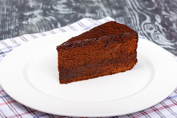 dessert biscuit chocolate cake with cream and icing