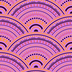 Ethnic circle shapes seamless geometric pattern.