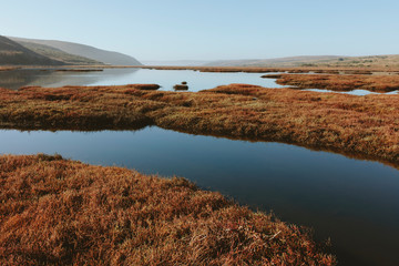 Schooner Bay, Drakes Estero, Point Reyes National Seashore, California,Intertidal wetlands and estuary at dawn, Drakes Estero, Point Reyes National Seashore, California