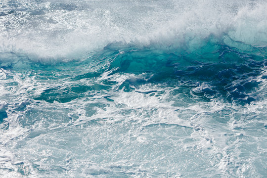 Churning ocean water and waves, Point Lobos State Reserve, California,Detail of breaking waves and rough seas, Big Sur, California
