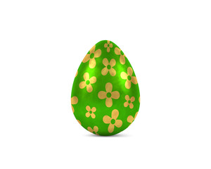 easter egg - green and golden flowers 