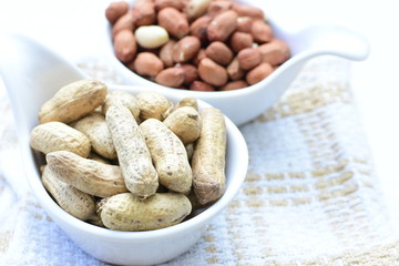 (Arachis hypogaea) cacaguate or dried whole peanut or shelled in containers