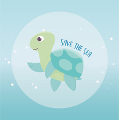 save the sea turtle environment ecology cartoon design