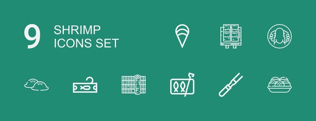 Editable 9 shrimp icons for web and mobile
