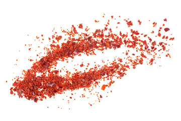 Red pepper flakes isolated on a white background