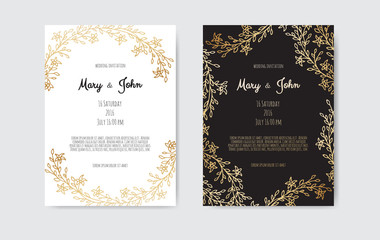 Vector floral design card. Greeting, postcard wedding invite template.