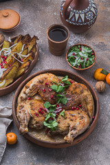 Fried Chicken with cream garlic sauce, georgian cuisine