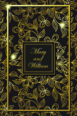 Wedding card in gold and dark colors. eps10 vector stock illustration