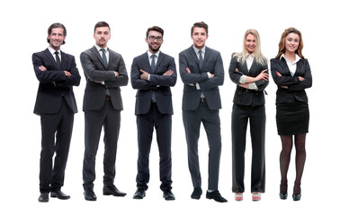 group of young successful entrepreneurs standing in a row