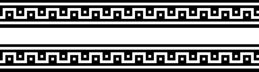 Seamless greek ornament on black and white background