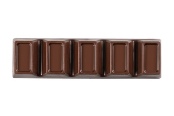 Dark chocolate isolated on a white background. Top view.