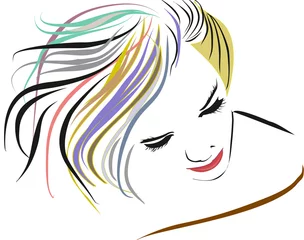 Foto op Plexiglas Vrouw met gekleurde haren  © Tineke Jongewaard