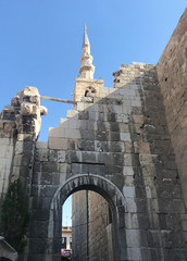 Old street and old Mosque in Damascus Syria