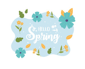 happy spring flowers petal leaves foliage nature color spot background