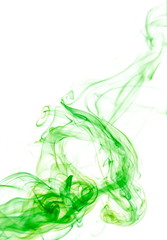 Green smoke on white background