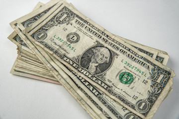 Close up heap of US money - dollar. 
