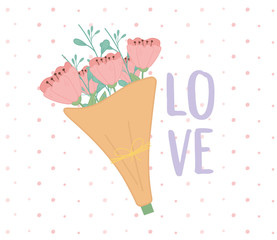 love bouquet flowers leaves decoration romantic