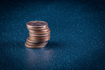 European money - 1 cent on the dark background.