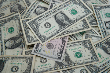 Fototapeta na wymiar Close up heap of US money - dollar. 