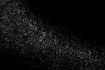 White Grainy Texture Isolated On Black Background. Dust Overlay. Light Coloured Noise Granules. Snow Vector Elements. Digitally Generated Image. Illustration, Eps 10.