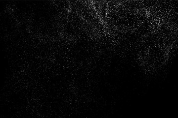 White Grainy Texture Isolated On Black Background. Dust Overlay. Light Coloured Noise Granules. Snow Vector Elements. Digitally Generated Image. Illustration, Eps 10.
