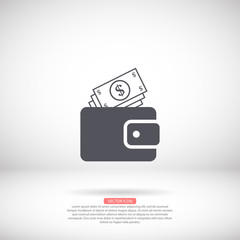Purse vector icon , lorem ipsum Flat design
