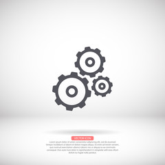 Gears vector icon , lorem ipsum Flat design