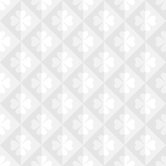 Seamless pattern with icon clover in rhombuses. White soft background. - 324365652