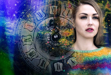 Woman art portrait and numbers