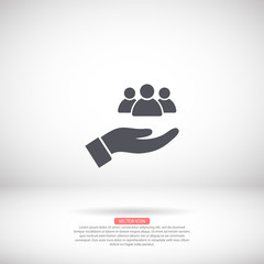 People in the hand icon , lorem ipsum Flat design