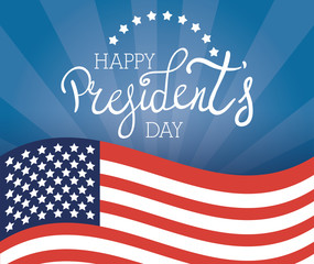 Fototapeta premium happy presidents day poster with usa flag