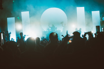 The crowd enjoying concert at a festival	