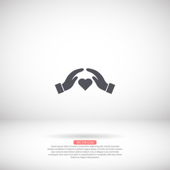 heart in hand icon , lorem ipsum Flat design