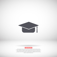 Graduation cap vector icon , lorem ipsum Flat design