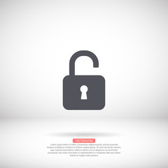 lock symbol on gray background , lorem ipsum Flat design