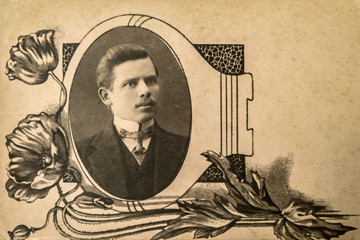 RUSSIA - CIRCA 1910: A portrait of young man, Vintage Carte de Viste Edwardian era photo