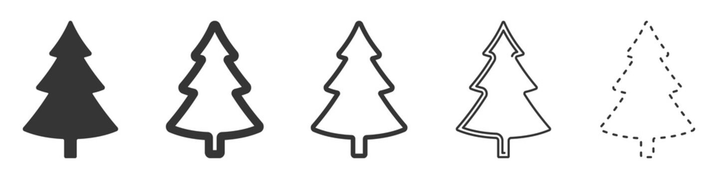 Christmas tree icon. Set of vector christmas trees