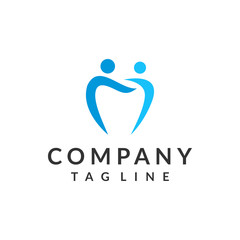 Creative human and teeth vector logo template for family dental clinic