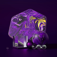 Obraz premium Beautiful background with fluid paint. 3d illustration, 3d rendering.