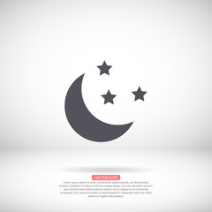 Moon vector icon , lorem ipsum Flat design