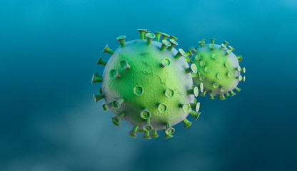 Coronavirus, microscopic view, 2019-nCoV - 3D Rendering