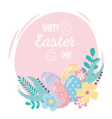 happy easter day decorative eggs flowers floral decoration