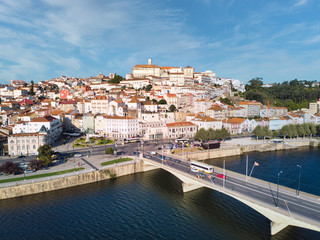 Obraz premium Aerial View Of Coimbra In Portugal And Mondego River