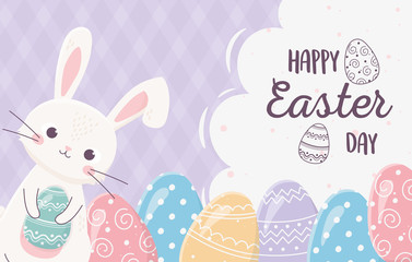 happy easter cute rabbit with eggs decoration ornament