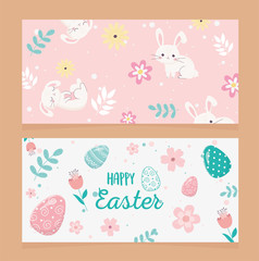 happy easter day greeting eggs rabbit decoration