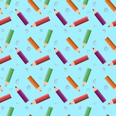color pencils red orange green for children on a blue background vector. pencil sticks